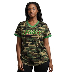 Camo 08 Legacy Pullover Baseball Jersey Greek Sorority Apparel <b>Womens</b> Pink and Green College Sisterhood Mesh <b>T</b> <b>Shirt</b> Greek Wear - Product Image 5