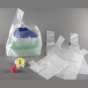 Haute qualité inde fournisseur transparent en plastique T-shirt sac de transport gilet sacs à provisions en plastique T-shirt emballage sacs à provisions