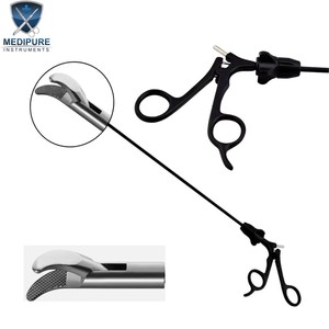 Porte-aiguille laparoscopique incurvé gauche ou droit, instrument chirurgical pour chirurgie abdominale mini-invasive MEDIPURE INSTRUMENT - Product Image 1