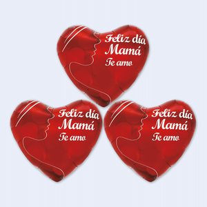 Ballons de fête en forme de cœur « Feliz Dia Mama » 25 cm, 3 pièces, 12 pièces/sac - Product Image 2