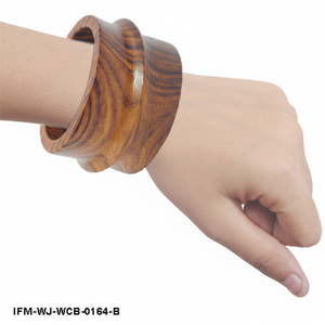 Handcrafted Natural Wood Curved <b>Bangle</b> <b>Bracelet</b> Wide Wave Design Chunky Wooden Wrist Cuff Eco-Friendly Boho Statement Jewelry - Product Image 6