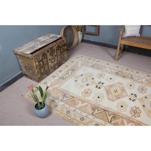 พรมวินเทจสไตล์ตุรกี ขนาด 5.1x7.2 ฟุต สีเบจลายจุด ทำจากขนสัตว์ - Product Image 5