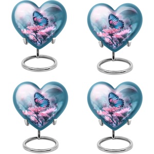 Juego de 4 urnas azules de estilo americano de 3 pulgadas, urnas decorativas para cenizas de mascotas, urnas pequeñas para almacenamiento de cenizas - Product Image 1