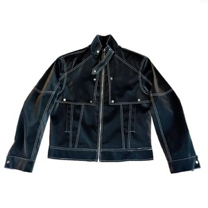 Hombres Y2k Matte Biker Chaqueta de cuero Sin género Otoño Invierno Discoteca Trendy Street Stand Collar Topstitch Chaqueta de cuero Unisex - Product Image 5