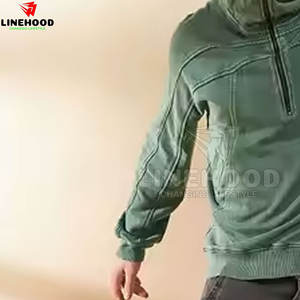 Sudadera con capucha con lavado ácido y media cremallera para hombre de último diseño 100% algodón básico para invierno patrón sólido - Product Image 2