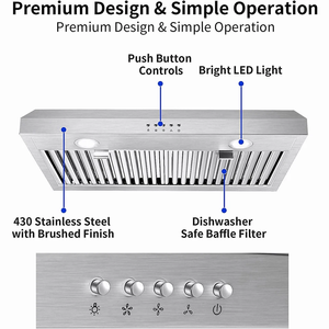 พัดลมดูดควันใต้ตู้ครัว 30 นิ้ว 3 ระดับความเร็ว 600 CFM พร้อมไฟ LED รุ่นใหม่ - Product Image 4