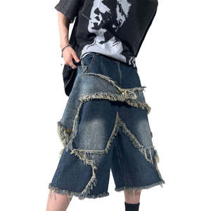 Custom Men's <b>High</b> Street Mid <b>Waist</b> Denim Straight <b>Jeans</b> Summer Knee-Length <b>Shorts</b> 100% Cotton Quick Dry - Product Image 5