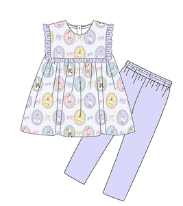 2026 nuovo Design all'ingrosso di <span class=keywords><strong>abbigliamento</strong></span> per ragazze con stampa d'oca con volant senza maniche leggings per bambini vestiti estivi per bambini - Product Image 2