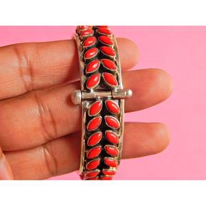 Brazalete de moda de Plata de Ley 925, piedra preciosa de Coral hecha a mano, joyería de plata GS para regalo - Product Image 2