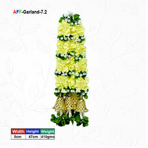 พวงดอกไม้ประดิษฐ์พร้อมกระดิ่งทอง AFF-Garland-7.2 ราคา 780 รูปี/10 ชิ้น {มีสีให้เลือกหลากหลาย} - Product Image 2