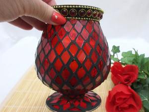 New Year Luxury mosaic Glass Candle jar with Clear Glass Jar Decorated Votive <b>Tea</b> <b>Light</b> Christmas Decor Candle Container - Product Image 3