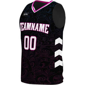 Maillot de basket-ball personnalisé à impression numérique par sublimation, en maille polyester, brodé, uniforme réversible - Product Image 5
