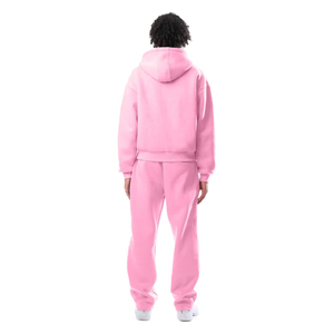 Ensemble survêtement rose personnalisé pour femme, deux pièces, sweat à capuche zippé et pantalon de survêtement - Product Image 6