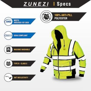 Sudadera de Seguridad Reflectante con Logotipo Personalizado, Modelo Reciente, Alta Visibilidad, ANSI Clase 3, Certificación EN ISO 20471, Poliéster, para Ropa de Trabajo Masculina - Product Image 2