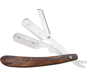 Maquinillas de afeitar Mango de madera Maquinillas de afeitar de garganta cortadas con logotipo personalizado Maquinilla de afeitar de una sola hoja para hombres - Product Image 2