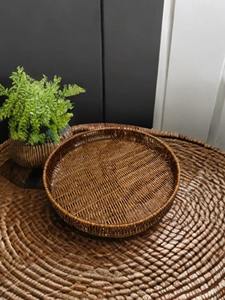 Plateau en rotin et coquillages de style bohème côtier, travail artisanal, cadeau de Noël pour la salle à manger, style et accent pour la maison - Product Image 2