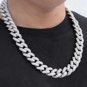 Moissanite 14MM Miami Elegant Baguette & Round Diamond Cuban Link Chain Collier à vendre en argent sterling 925 - Product Image 3