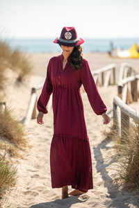 เดรสยาวผ้าฝ้ายทอมือสไตล์โบฮีเมียนสุดโรแมนติกหวานละมุน ทรงหลวม แขนยาว ลายเรียบ สำหรับใส่ในชีวิตประจำวัน - Product Image 4