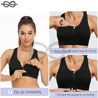 Kadın Zip ön spor sutyen aktif Yoga için kablosuz Post cerrahi sutyen kurtarma ve Fitness için rahat destek