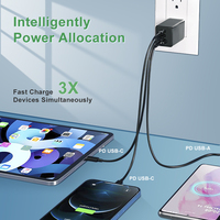 UL CE CB TUV pengisi daya Usb 65w dengan colokan, pengisi daya dinding US UK EU dengan adaptor perjalanan Universal