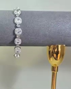 Personalizado IGI certificado Moissanite diamante 10K/14K/18K oro sólido cuatro puntas plata tenis cadena pulsera - Product Image 4