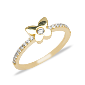 แหวนเงินแท้ 925 รูปทรงผีเสื้อ ประดับเพชร CZ งานแฮนด์เมดสไตล์คลาสสิกจากตุรกี ดีไซน์เรียบหรูทันสมัย เหมาะสำหรับงานแต่งงานและงานปาร์ตี้ - Product Image 3