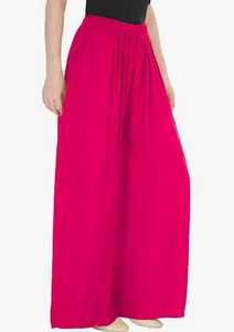 <b>Women's</b> Casual <b>Summer</b> Maroon Viscose Rayon <b>Trousers</b> Breathable with Elastic Waist Mid Waist Type Plain Dyed Relaxed Style - Product Image 5