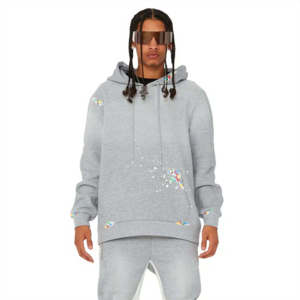 Prince Industry Streetwear personnalisé hommes survêtement évasé français éponge ourlet brut à capuche pantalon de survêtement évasé lourd et ensemble de sweats à capuche - Product Image 2
