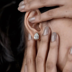 Pendientes de Aro con Bisel y Diamante Cultivado en Laboratorio de 4 Quilates, Forma de Pera, Oro de 14K, Claridad VS, Color D, Joyería Fina para Bodas y Fiestas - Product Image 6