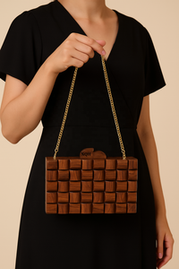 Bolso de Mano de Lujo Hecho a Mano, Duradero y Ecológico, de Madera y Resina, con Diseño Geométrico Incrustado, Cadena Cruzada, Logotipo Personalizado, Bolso de Noche - Product Image 2