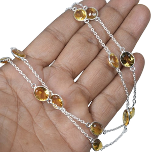 925 plata esterlina Noviembre Mes corte amarillo citrino piedras preciosas naturales collar pulsera joyería hecha a mano regalo para Navidad - Product Image 1