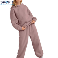 Survêtements d'hiver personnalisés pour femmes grandes tailles, style urbain, en molleton uni brodé, ensembles de sport OEM personnalisables, devant