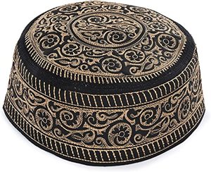 Kufi – casquette de crâne unisexe pour homme et femme, chapeau de créateur solide avec broderie à la main - Product Image 1