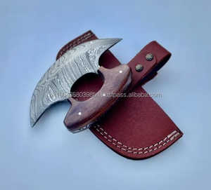 Coupe-pizza traditionnel en acier inoxydable argenté multi-usages écologique couteau utilitaire à hacher la viande en cuir - Product Image 6