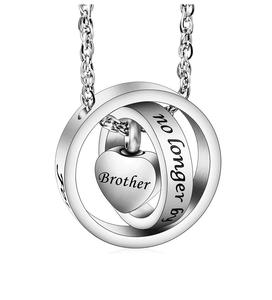 Collier d'urne de frère pour les cendres ne sont plus à mes côtés pour toujours dans mon cœur Médaillon sculpté Collier de cendres incinérées Taille personnalisée - Product Image 1