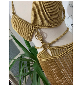 ROBE personnalisée pour votre mariée en coton tissé à la main Festival vêtements Bustier Crop Top femmes macramé robe de plage - Product Image 1