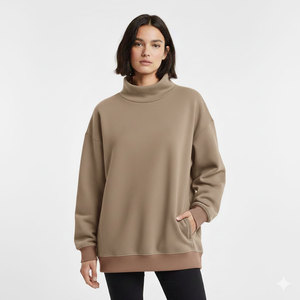 Sweat-shirt décontracté à col montant pour femme, coupe ample, pull-over, mode streetwear, pour tous les jours - Product Image 1