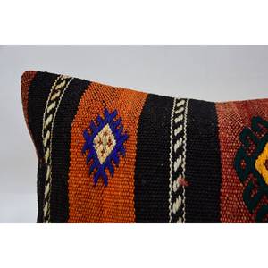 Tapis Kilim en Laine Multicolore de 12x36 Pouces avec Oreiller Motif Ethnique Vintage Technique Tissée à la Main - Product Image 2