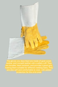 Guantes de soldadura de cuero de vaca resistentes al calor de abrasión resistente OEM Diseño dividido ignífugo para guantes de seguridad de soldadura Mig - Product Image 6