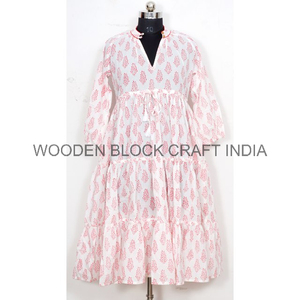 ชุดเดรสลำลองสไตล์คลาสสิกผ้าคอตตอนทรงเอไลน์เงาเอวธรรมชาติพิมพ์ลายเสือดาวเป็นมิตรกับสิ่งแวดล้อมสไตล์อินเดีย - Product Image 5