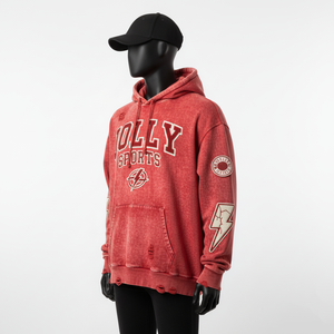 เสื้อมีฮู้ดผ้าขนแกะผ้าฝ้าย GSM 350เกรดพรีเมี่ยมสีแดงซักได้ปักโลโก้และแขนเสื้อได้ตามต้องการ - Product Image 5