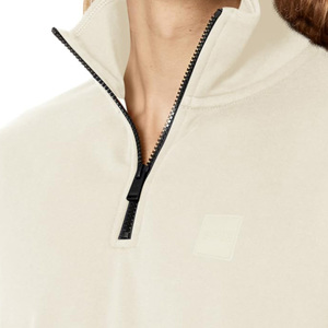 Sweat-shirt marron à fermeture éclair pour hommes personnalisable en coton mélangé OEM disponible entièrement personnalisé Sweat-shirt à fermeture éclair partielle - Product Image 6