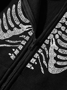 MEILLEURE qualité hommes personnaliser vêtements Streetwear Hip Hop strass à capuche personnalisé soleil délavé surdimensionné pull noir hommes sweats à capuche - Product Image 3