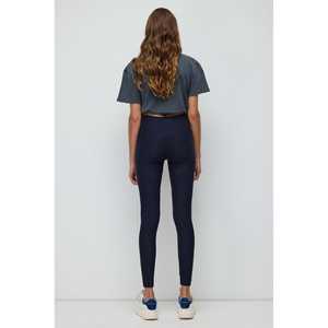 Navy High-Waisted Seamless Chiffon Sports <b>Leggings</b> Yoga Pants Long in XL Size Made 100% <b>Polyester</b> for Gym Use - Product Image 6