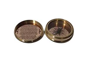 Boussole de poche de pointage nautique en laiton de 3 pouces avec étui en bois et Look Antique brillant Guide de pointage direction qibla - Product Image 2