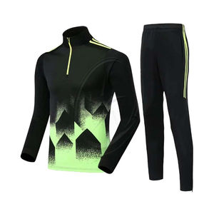 Uniforme de entrenamiento de tela de invierno, chándal personalizado de fútbol para hombre, 2 uds., chaqueta de media cremallera, pantalones, conjunto de camisetas de fútbol para niños - Product Image 1