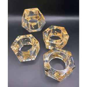 Anneau de serviette unique en bois et résine, décoration de table design, anneau de serviette en tissu pour mariage en gros - Product Image 4