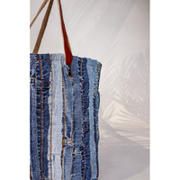 Nouveau design, fournisseur en gros, sacs en jean à motif géométrique grande capacité, fermeture éclair, logo personnalisable pour étudiantes
