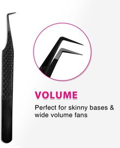 Pinces à cils pour extensions de cils, pinces à cils à pointe en fibre à 90 degrés avec prise diamant pour cils volume, création de fans, service OEM - Product Image 2