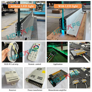 American Commercial Building Glass <strong>Railing</strong> Project LED Light Balcony <strong>Railing</strong> Factory Price Aluminum U Channel Fence <strong>Deck</strong> <strong>Railing</strong> - Product Image 3